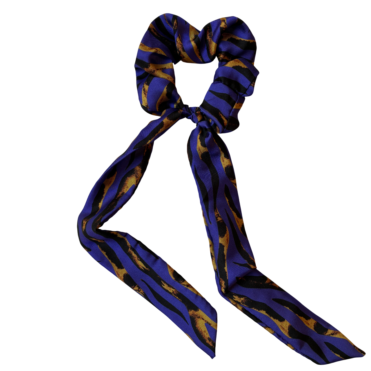 Chouchou ruban zébra bleu violet