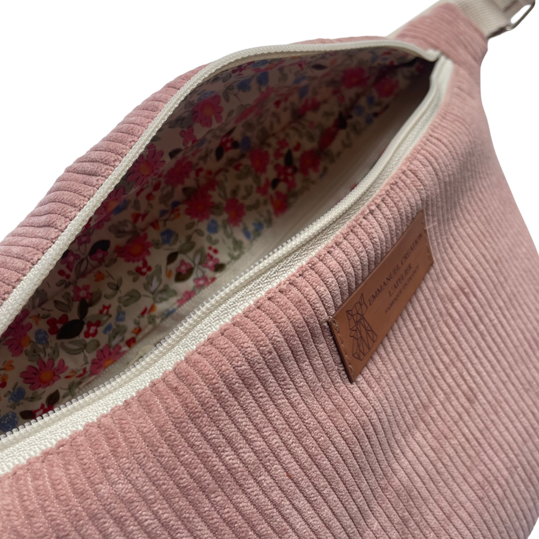 Sac banane - Velours Rose