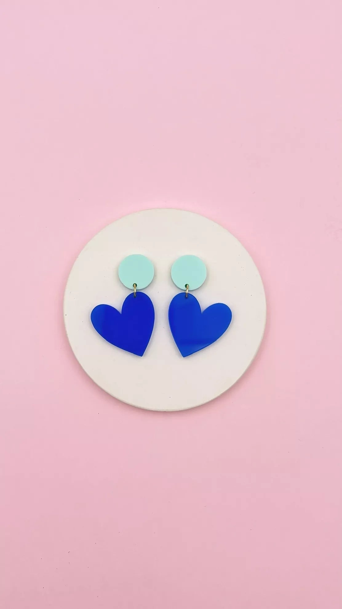 Boucles d’oreilles Coeur - Menthe et Bleu Roi