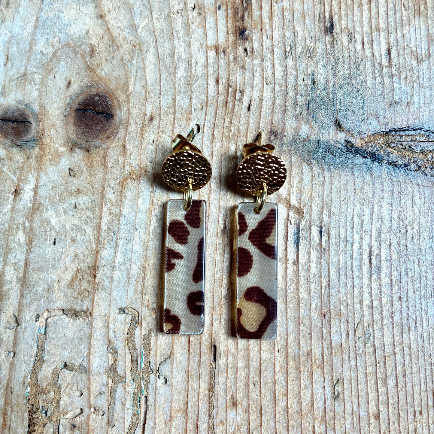 Boucles d’oreilles Charlie léopard marron beige