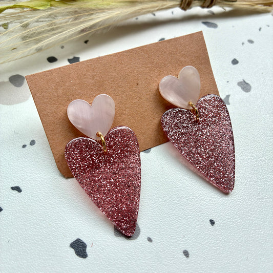 Boucles d’oreilles Céleste rose pailleté
