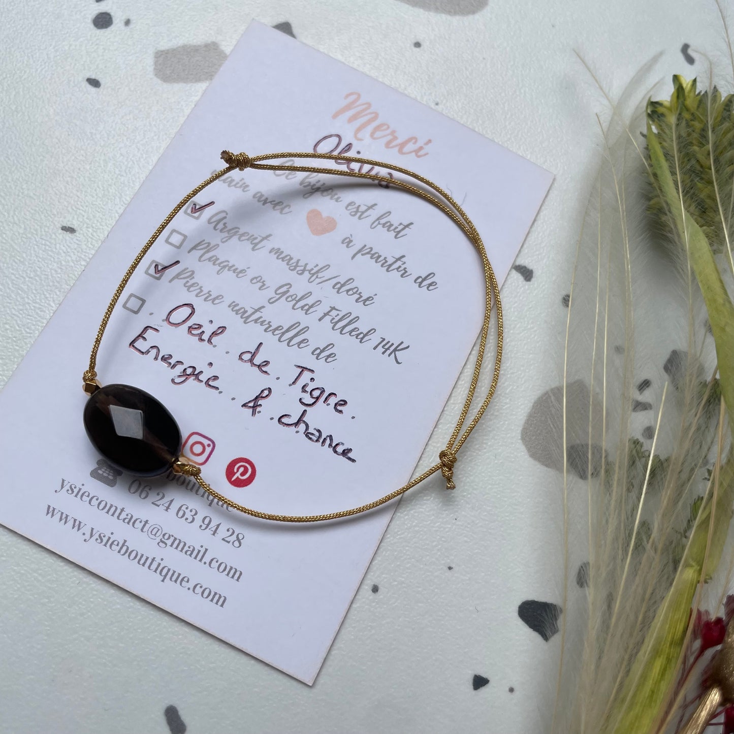 Bracelet Olivia doré avec pierres semi-précieuses