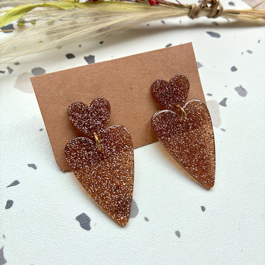 Boucles d’oreilles Céleste bronze pailleté