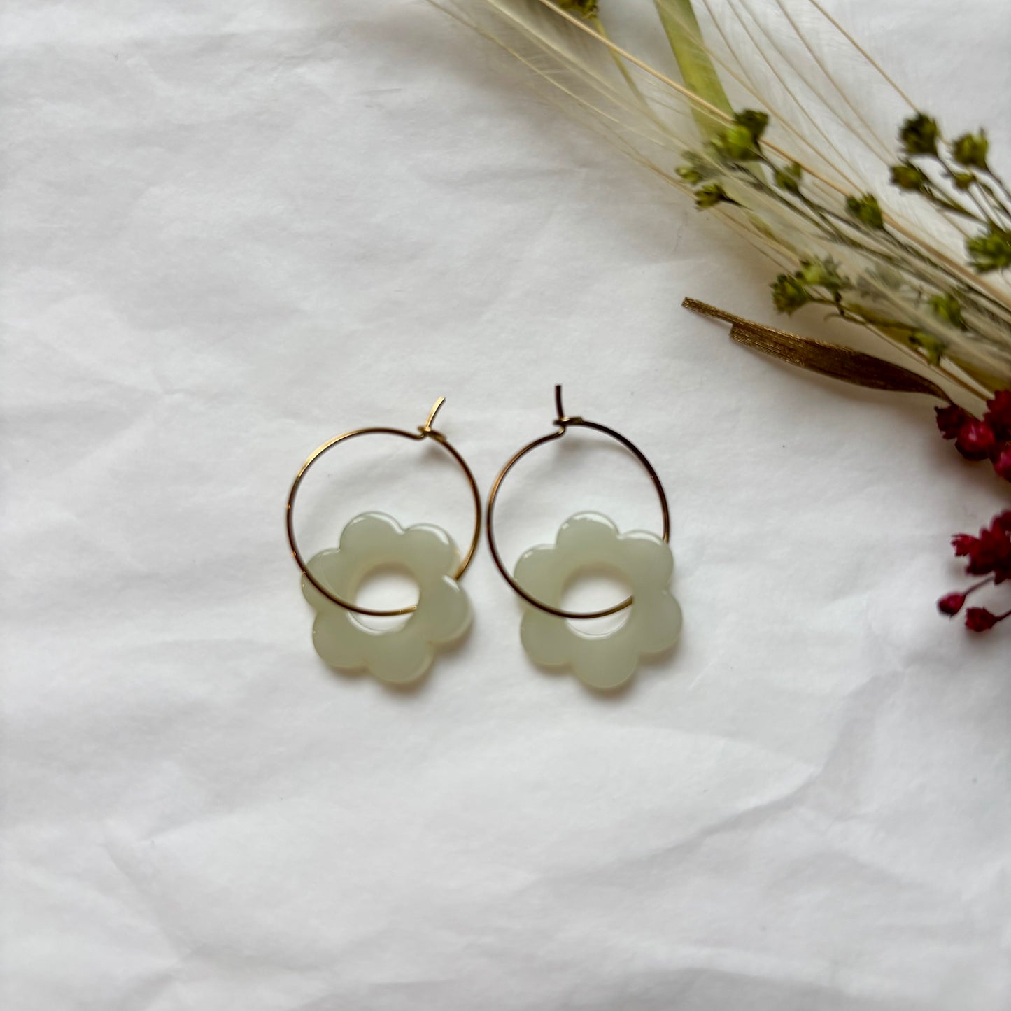 Boucles d’oreilles Flora blanc neige