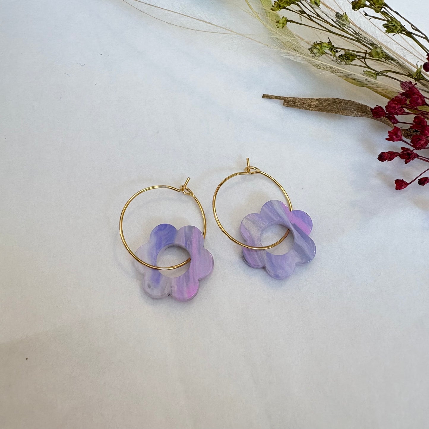 Boucles d’oreilles Flora dégradé violet