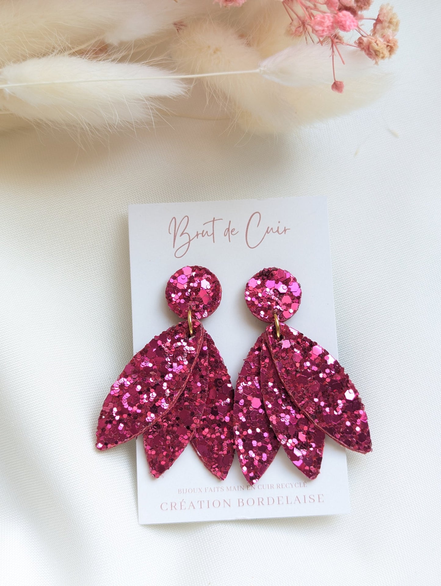 Boucles d'oreilles Glitter fushia