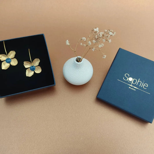Boucles d’oreilles L’éblouissante or et bleu