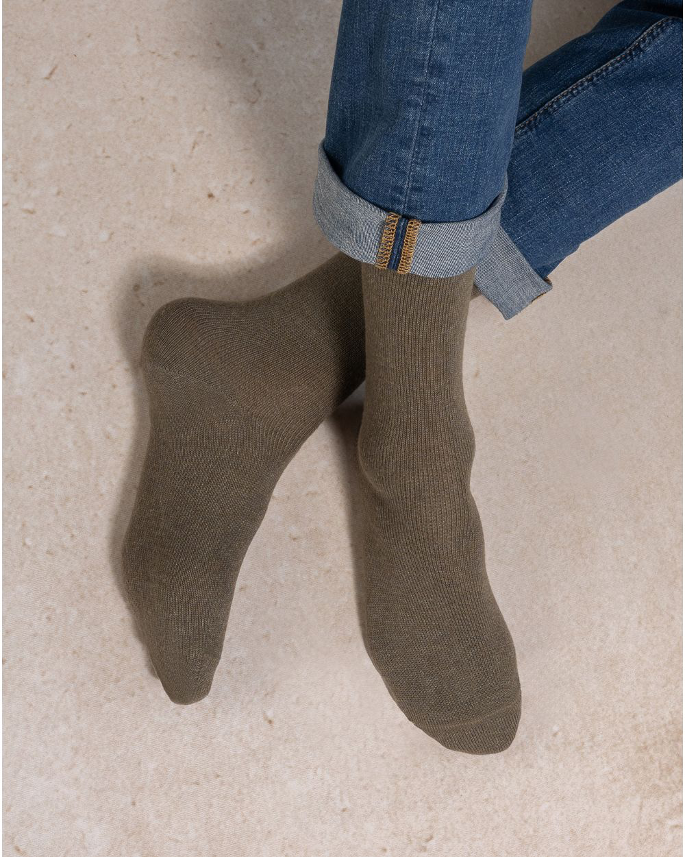 Chaussettes Laine Cachemire Kaki T39/42 / T43/46
