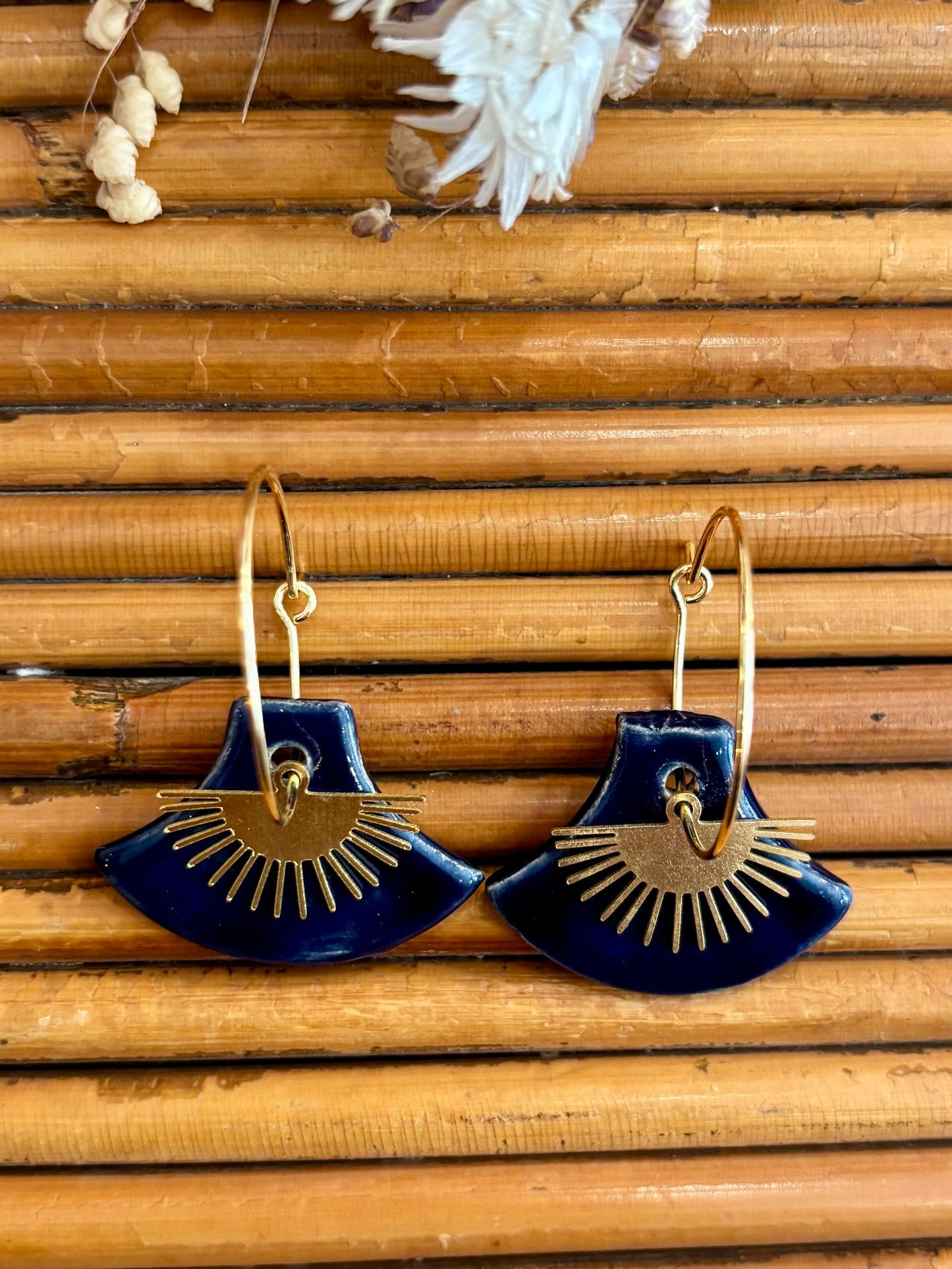 Boucles d'oreilles en céramique Sunset bleu
