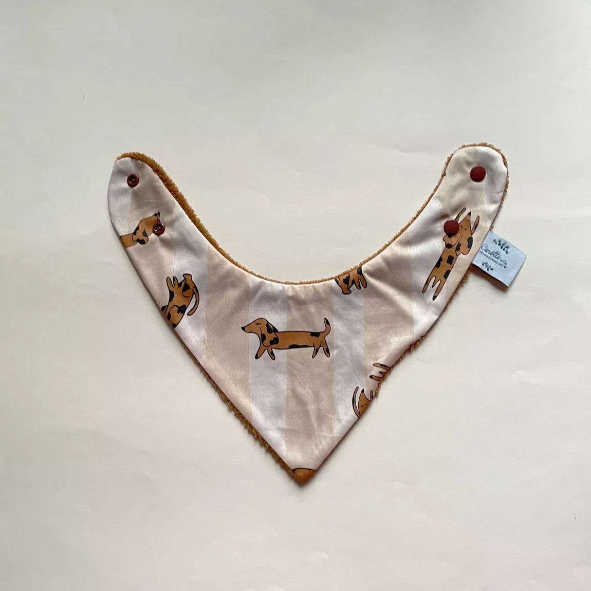 Mini bavoir de dentition Chien rayé beige