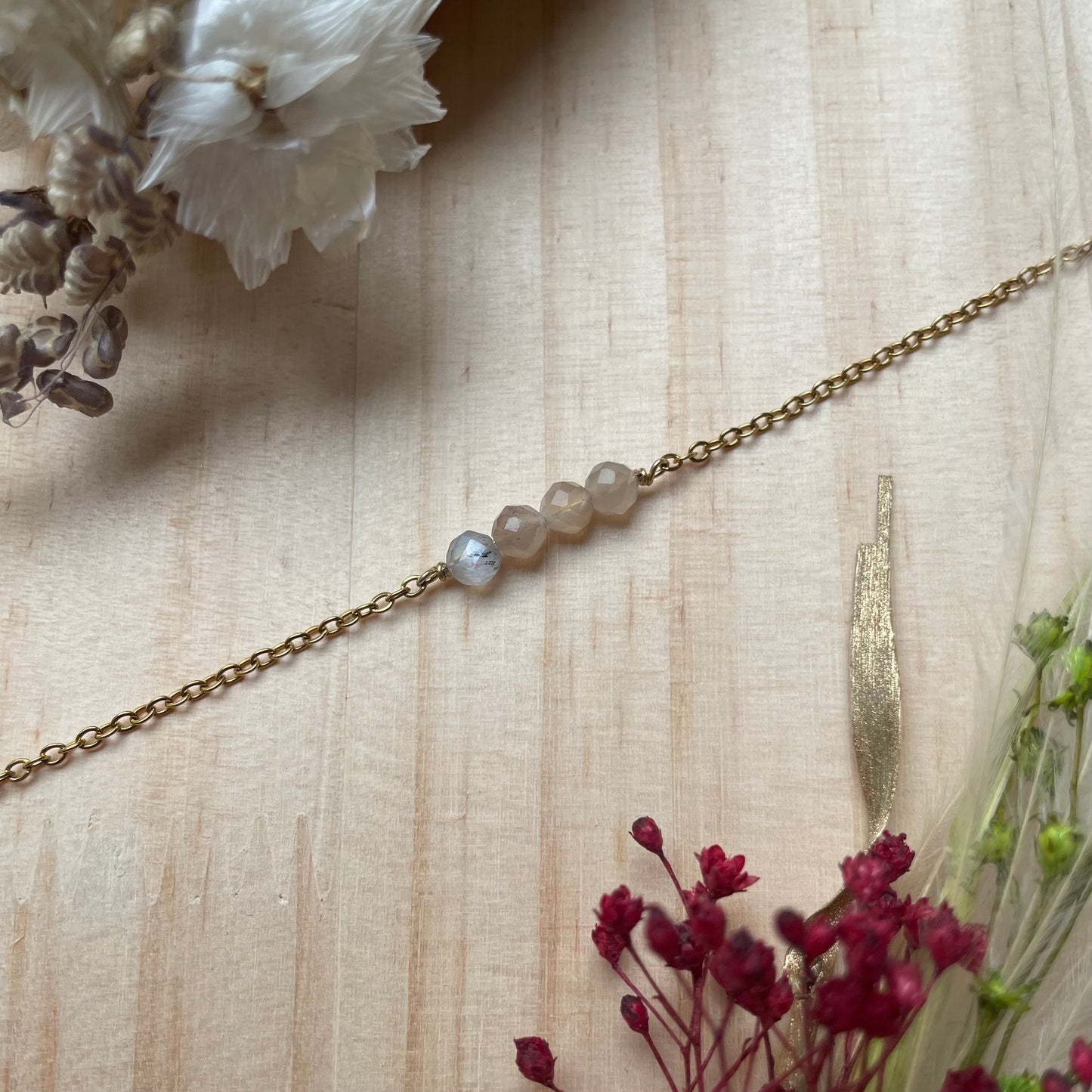 Bracelet Camille avec pierres semi-précieuses (au choix)