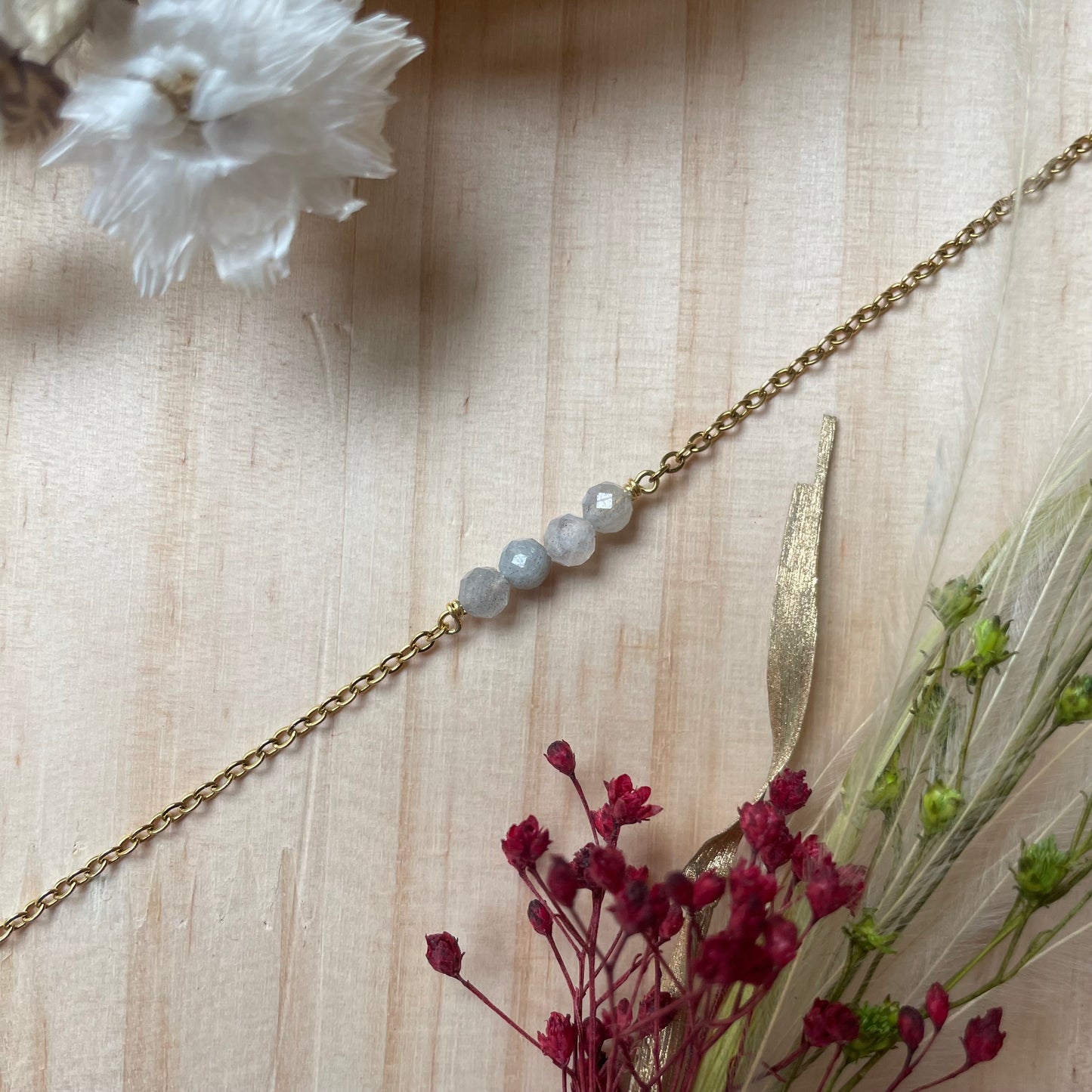 Bracelet Camille avec pierres semi-précieuses (au choix)