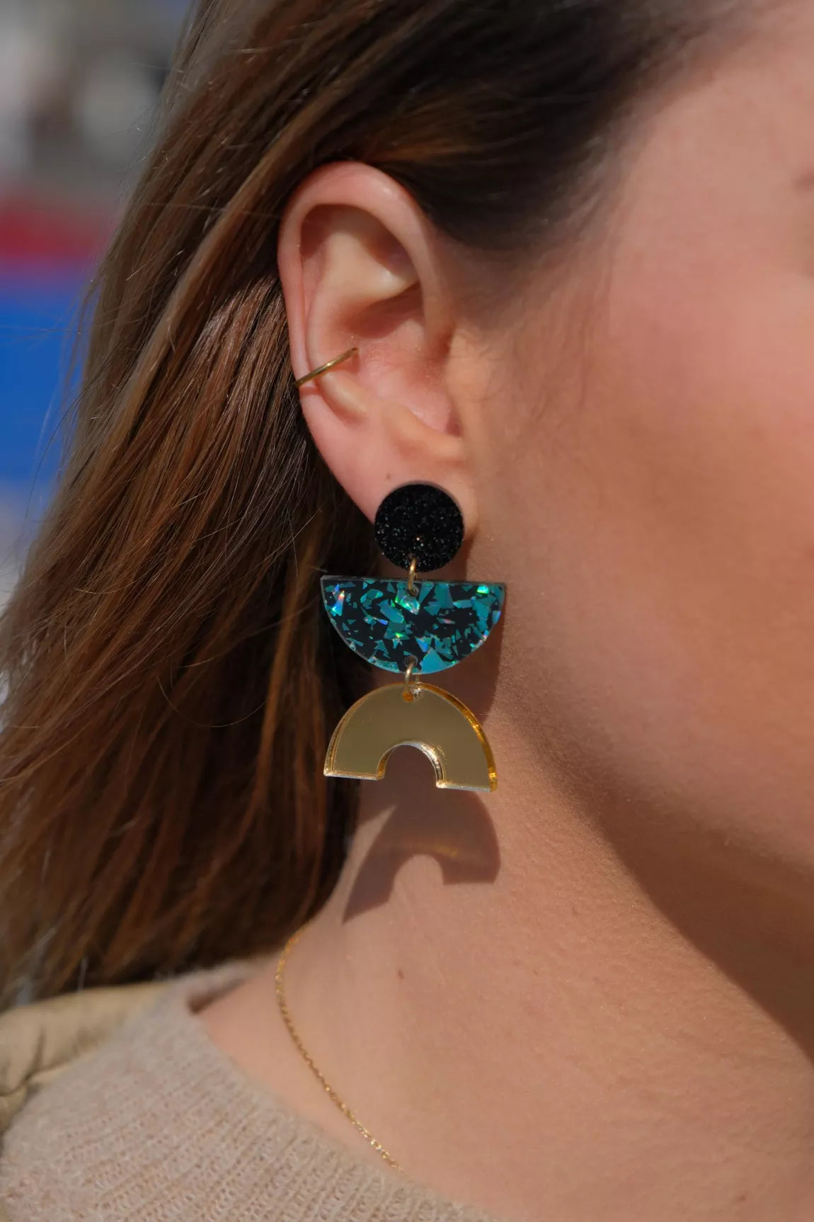 Boucles d’oreilles Ronette - Turquoise et Or