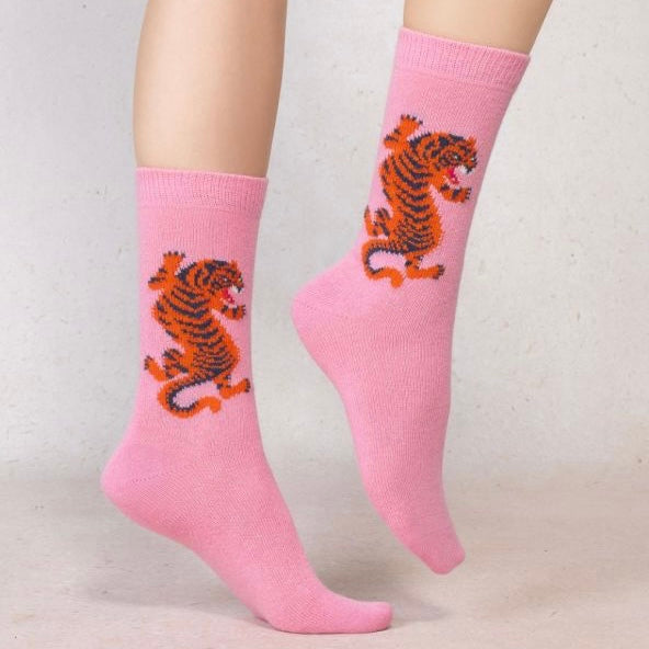Chaussettes Cachemire Tigre rose T36/40