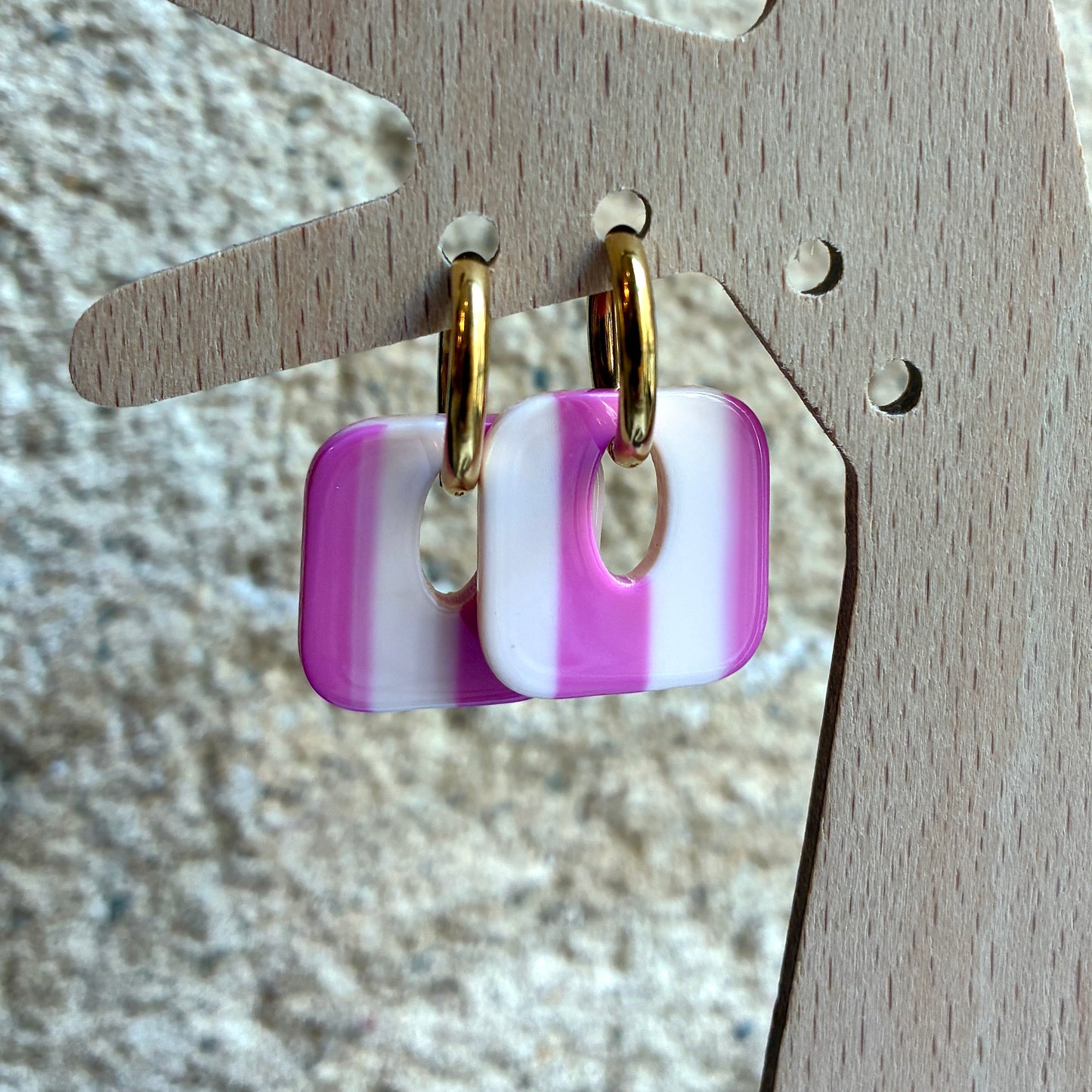 Boucles d’oreilles Candice rose pâle/blanc