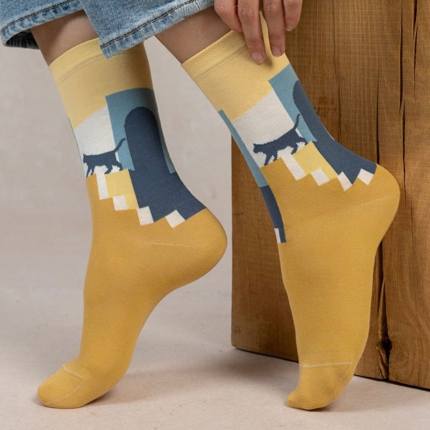 Chaussettes Coton Cité Des Chats Jaune T36/40