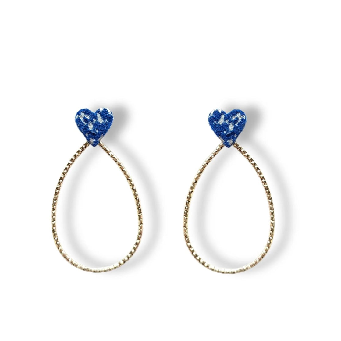 Boucles d’oreilles Cœur bleu argent
