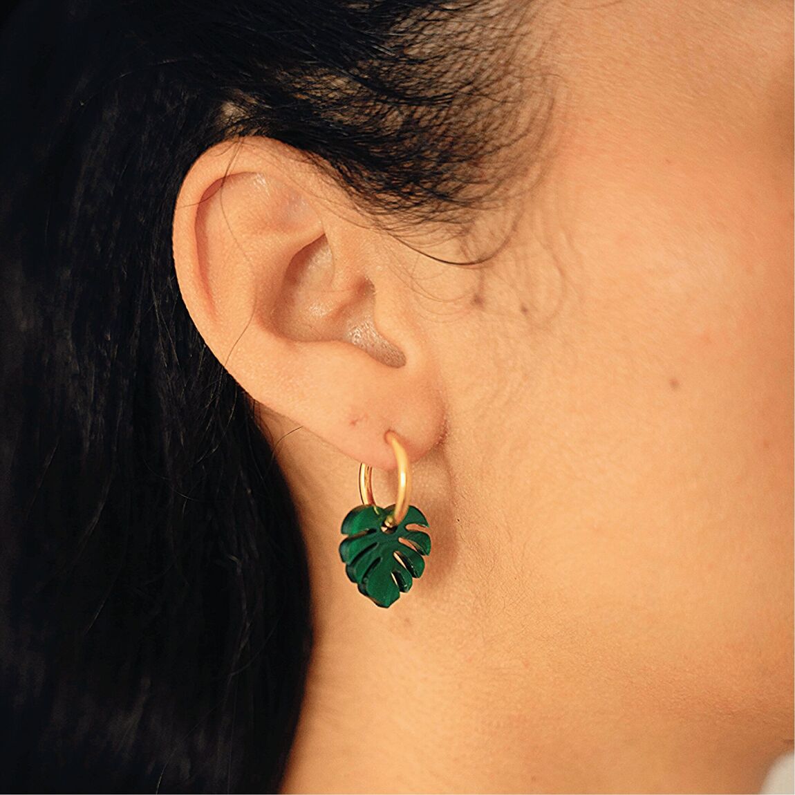 Boucles d’oreilles Créoles monstera