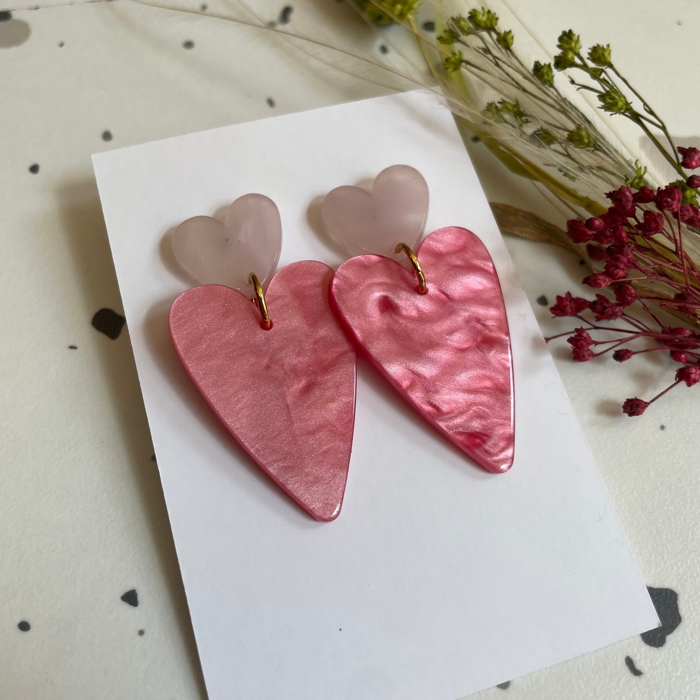 Boucles d’oreilles Céleste rose nacré