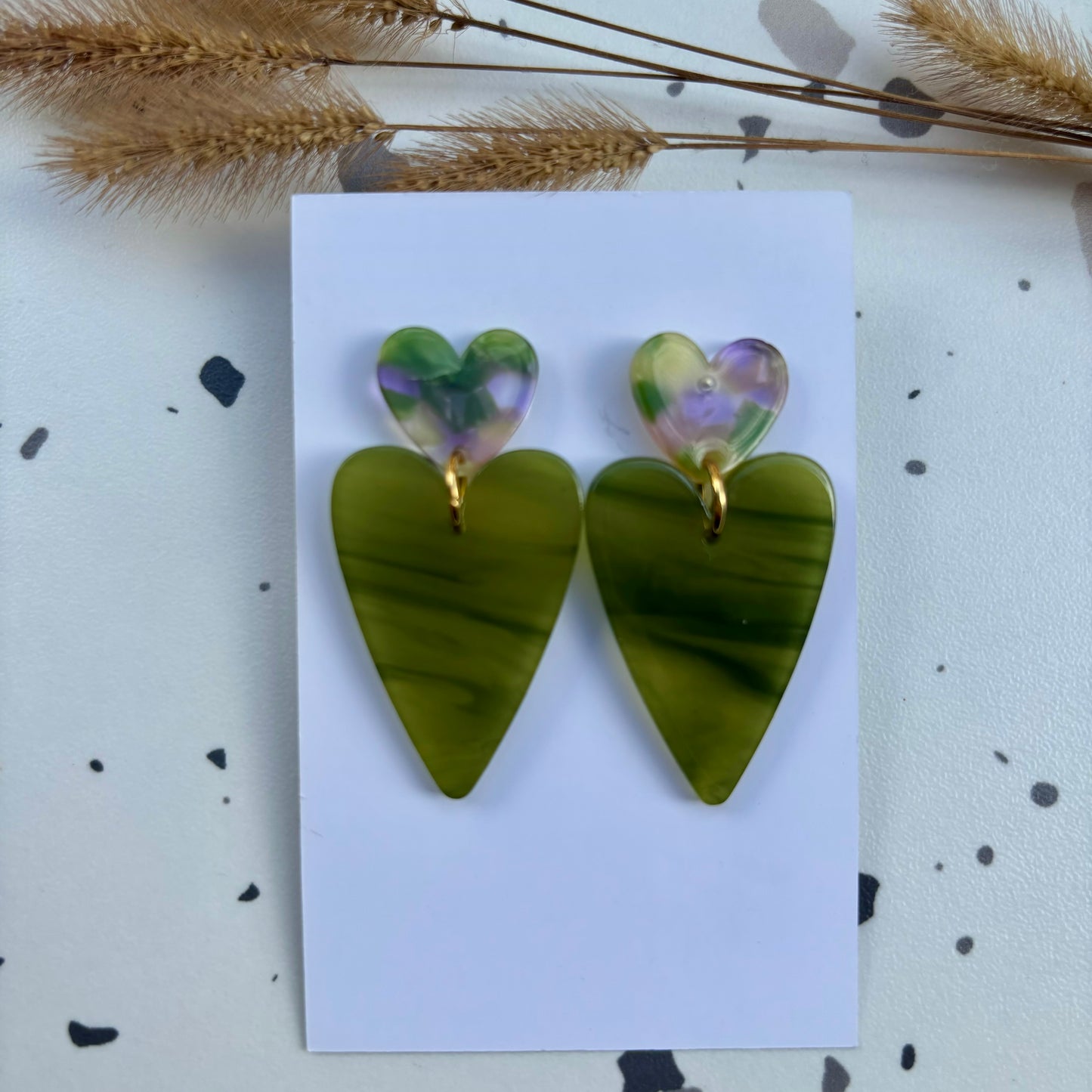 Boucles d’oreilles Céleste kaki nacre
