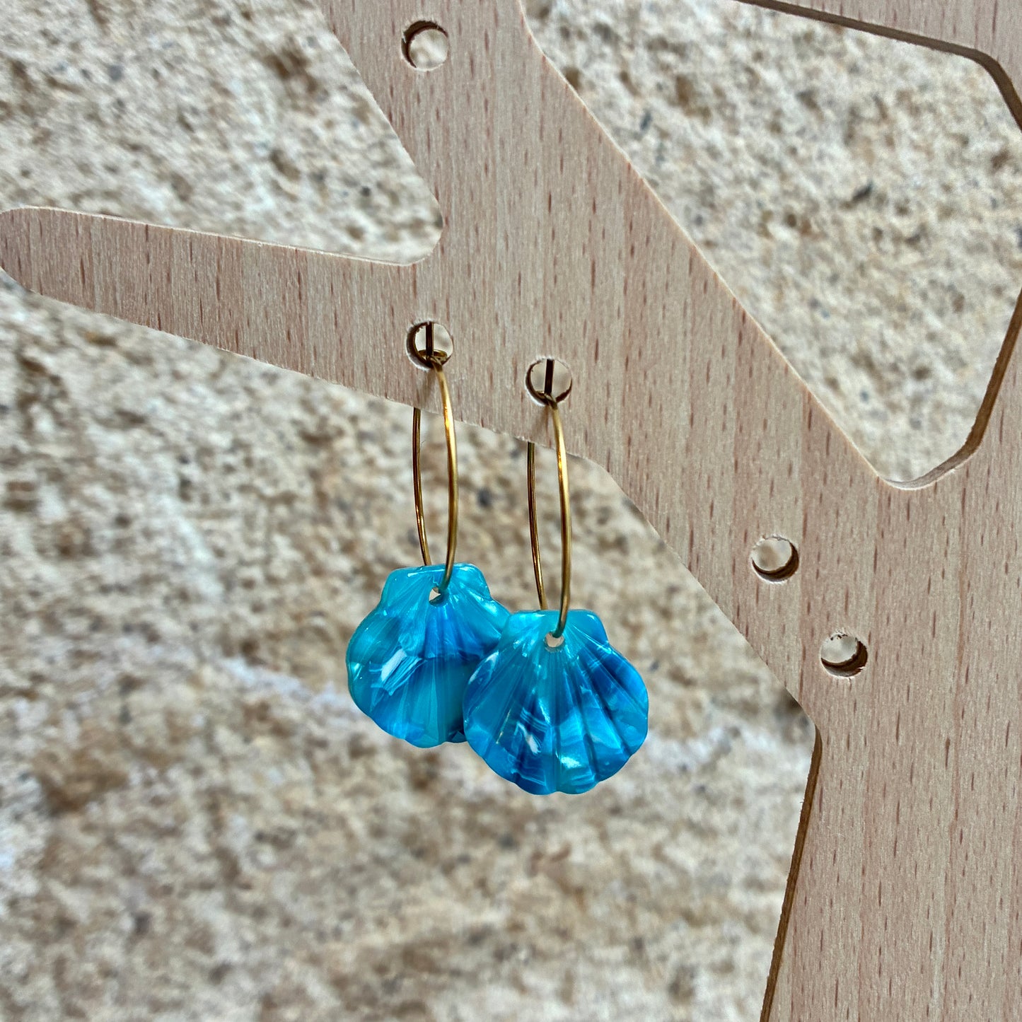 Boucles d’oreilles Ariel marbré bleu