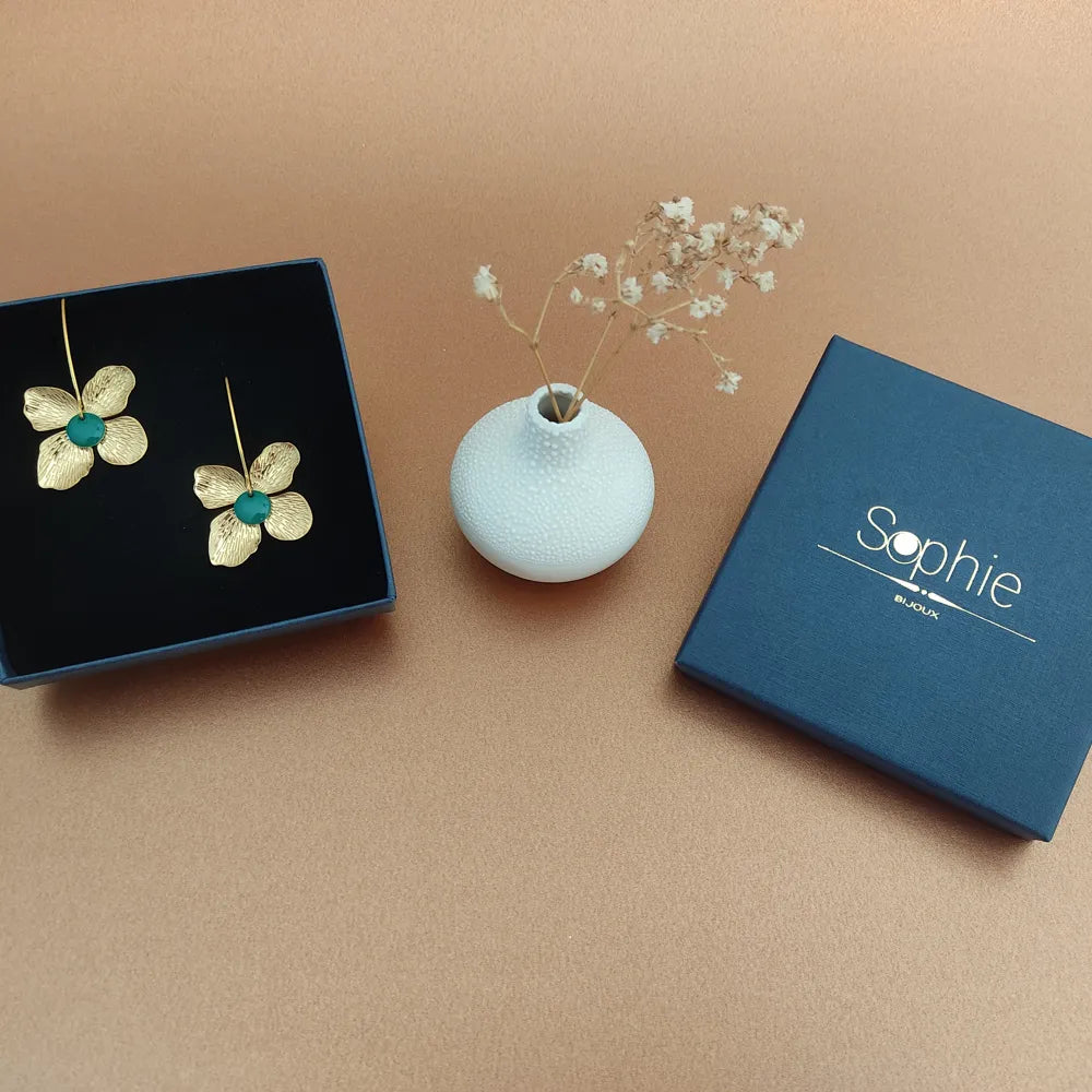 Boucles d’oreilles L’éblouissante or et vert