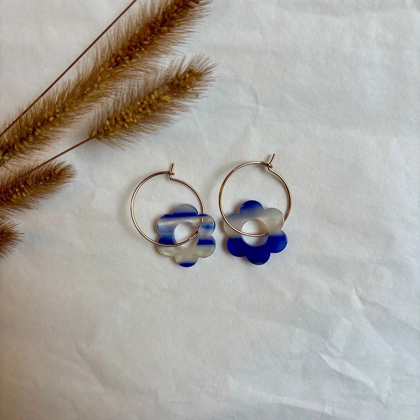 Boucles d’oreilles Flora dégradé bleu