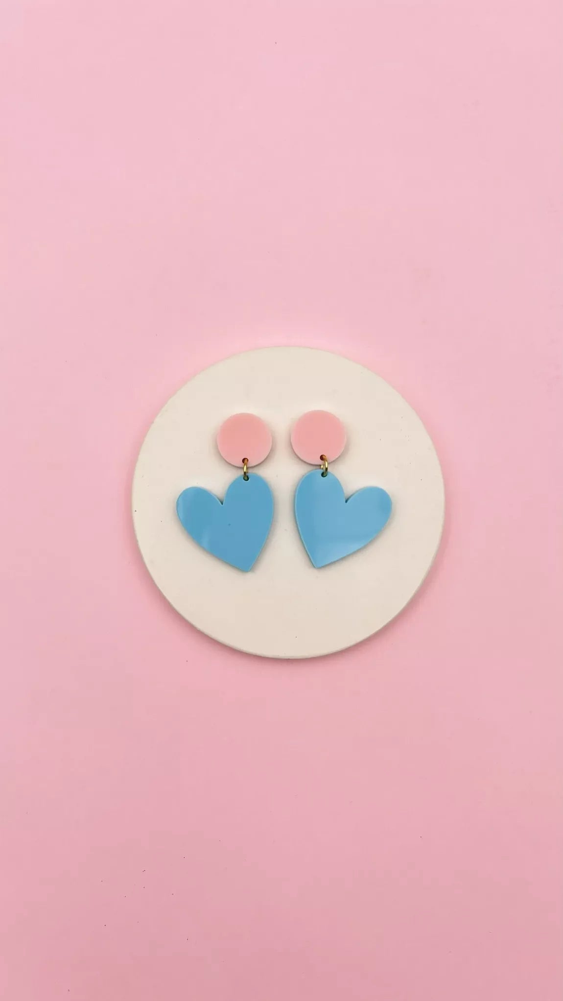 Boucles d’oreilles Coeur - Rose et Bleu Ciel