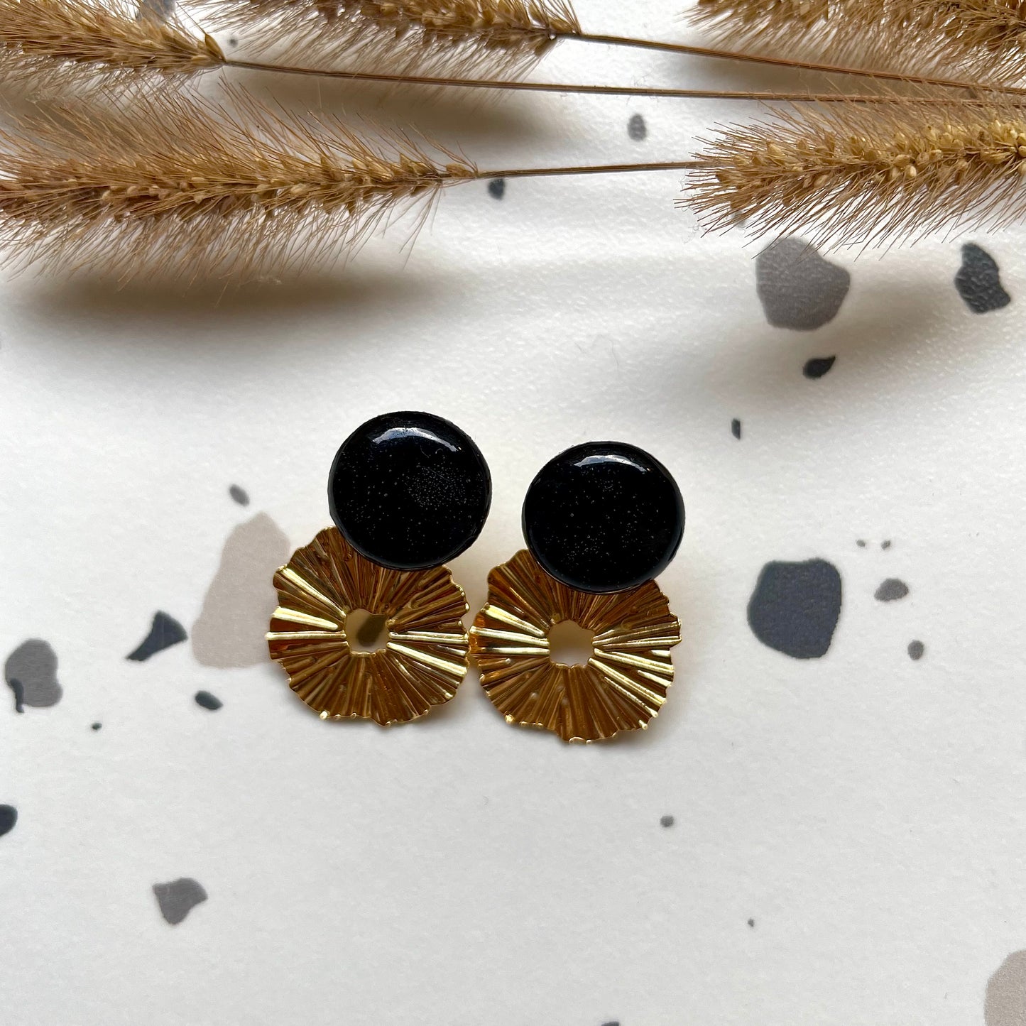 Boucles d'oreilles Pensée Noir