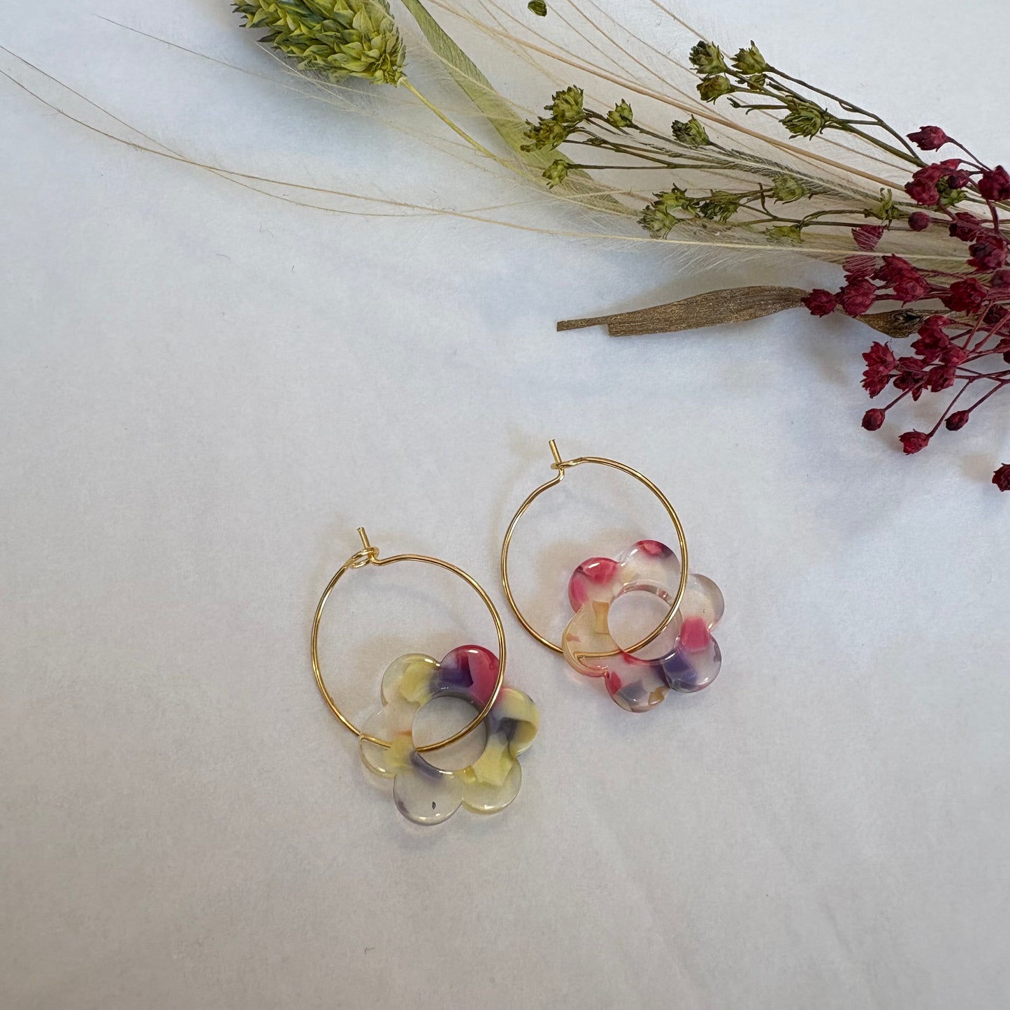 Boucles d’oreilles Flora terrazzo vanille