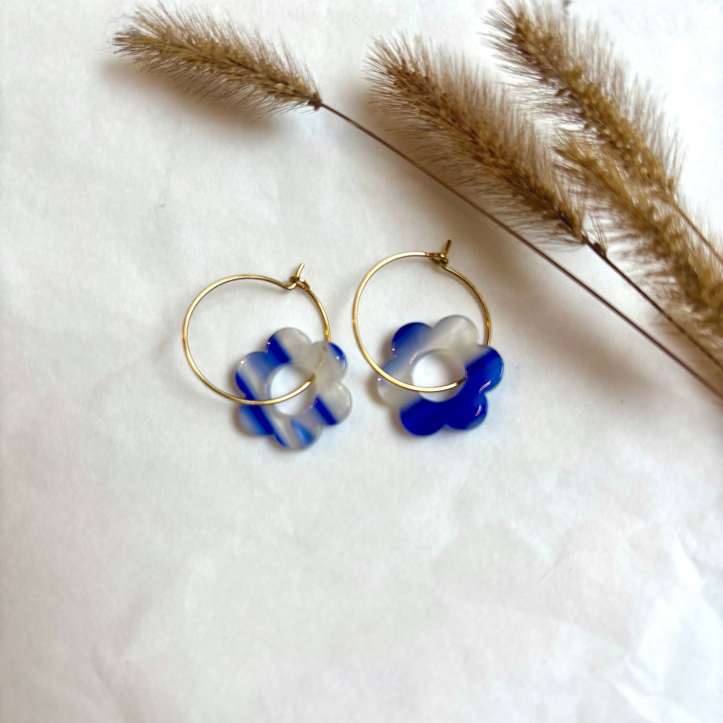 Boucles d’oreilles Flora dégradé bleu