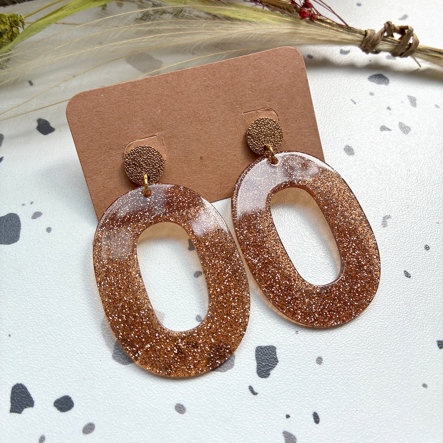 Boucles d’oreilles Alba bronze pailleté
