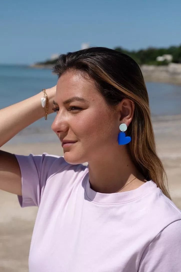 Boucles d’oreilles Coeur - Menthe et Bleu Roi