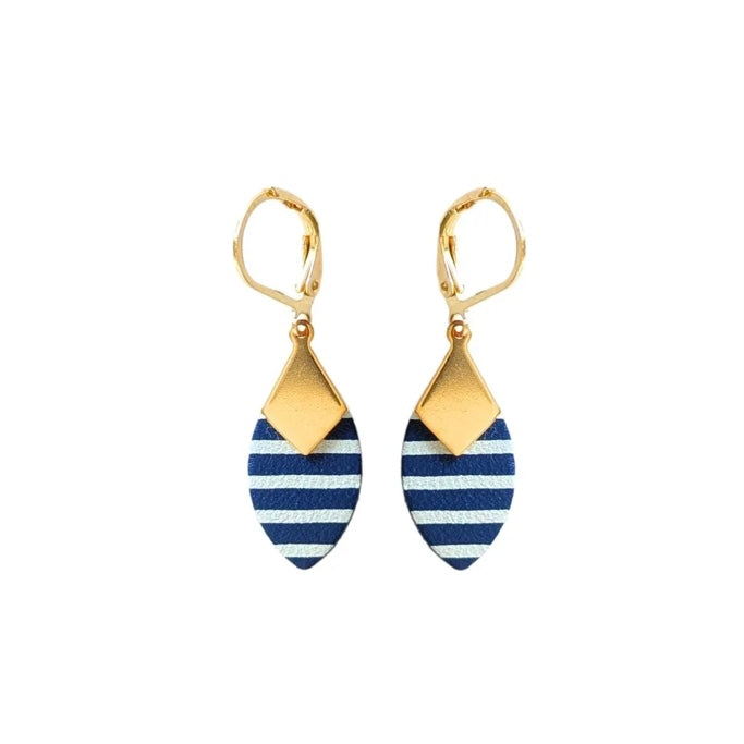 Boucles d’oreilles Plume marinière