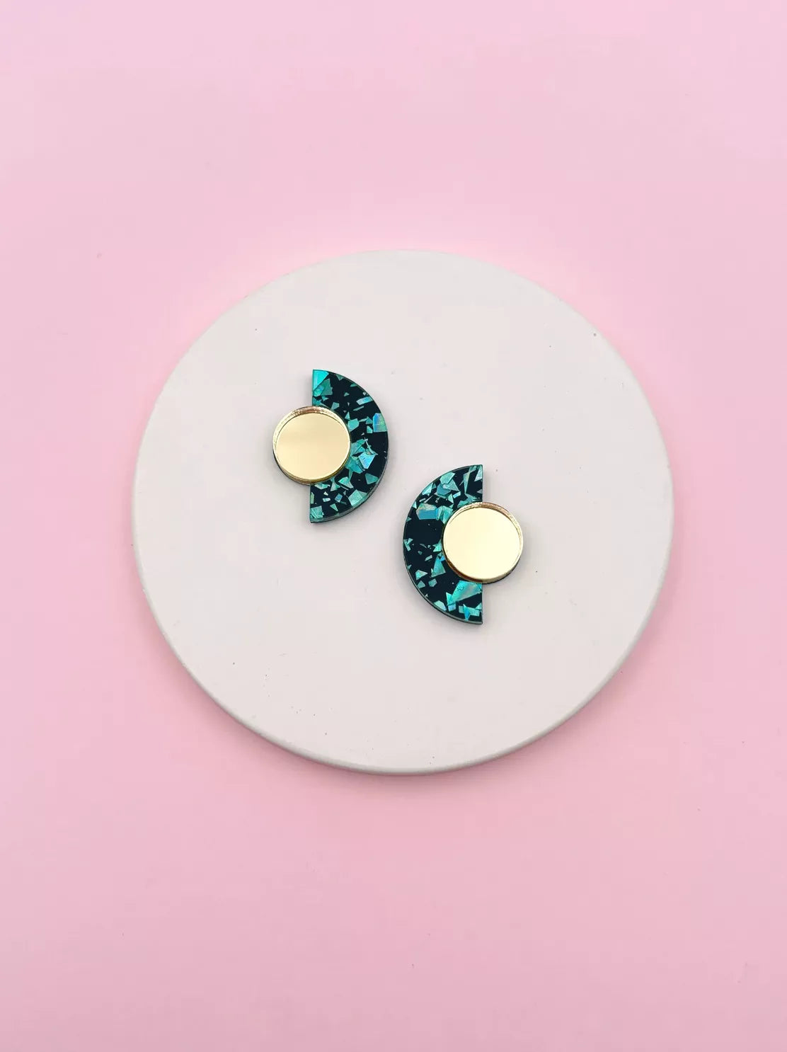 Boucles d’oreilles puces Roseline - Turquoise et Or