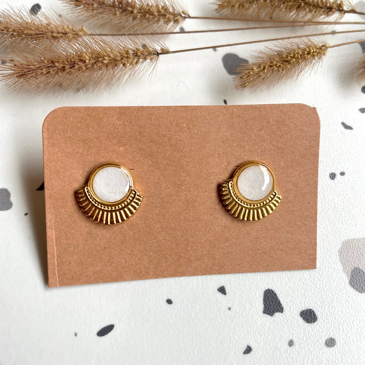 Boucles d'oreilles Opale Blanc