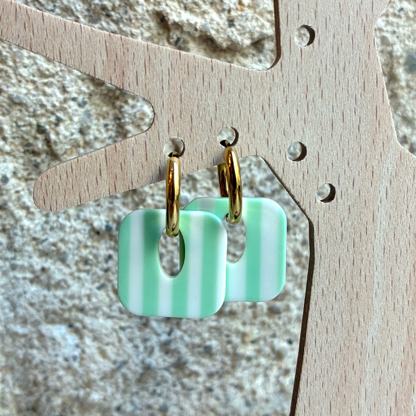 Boucles d’oreilles Candice vert d’eau/blanc
