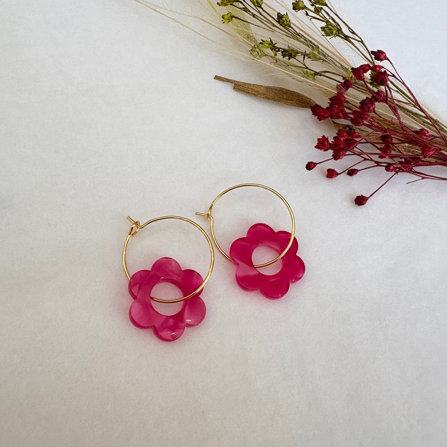 Boucles d’oreilles Flora rose