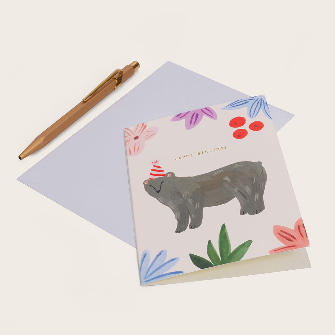 Carte double avec enveloppe - Bear « Happy birthday »