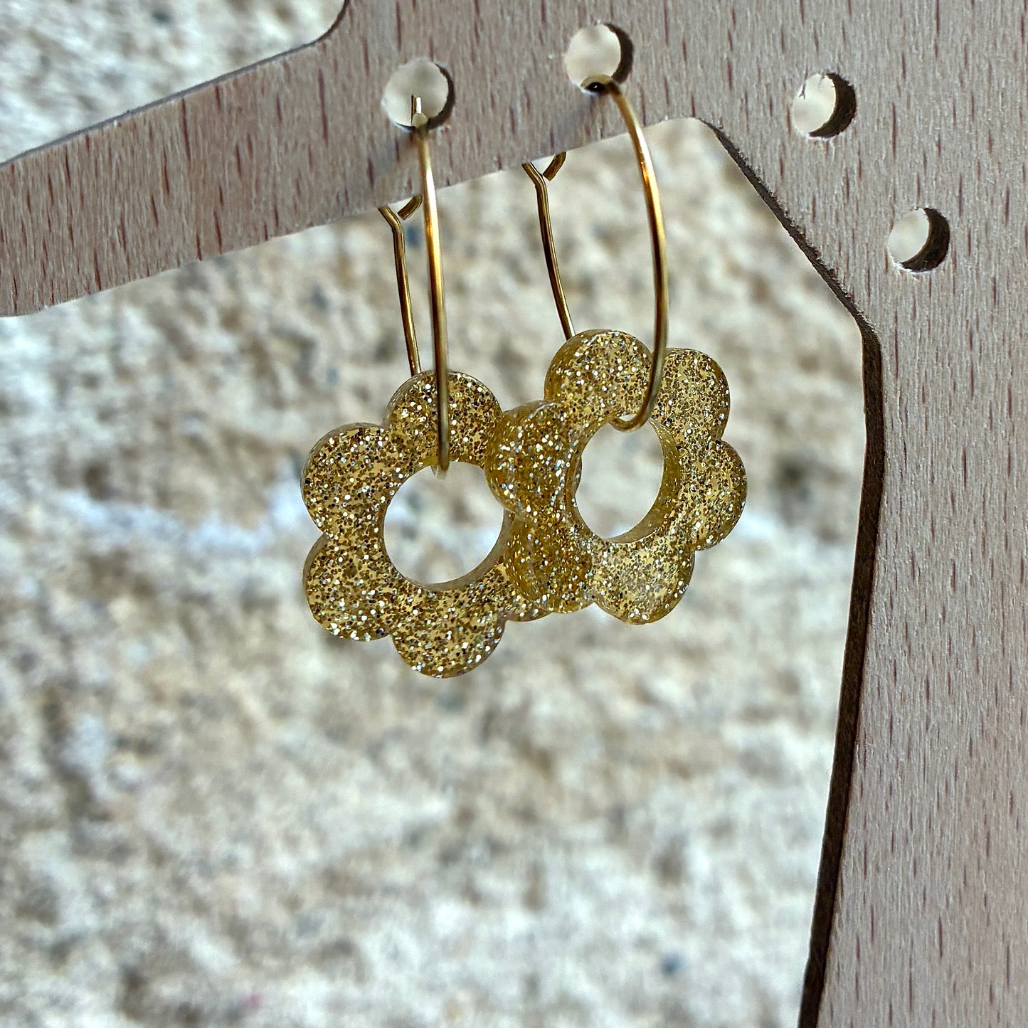 Boucles d’oreilles Flora or pailleté