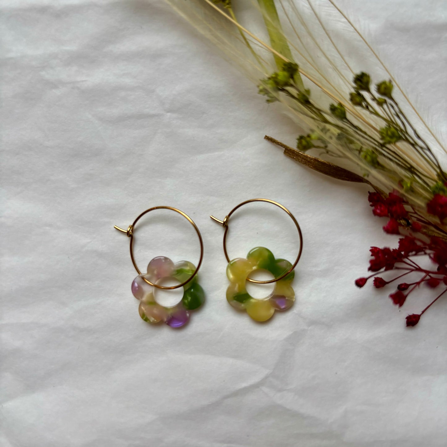 Boucles d’oreilles Flora vert violet