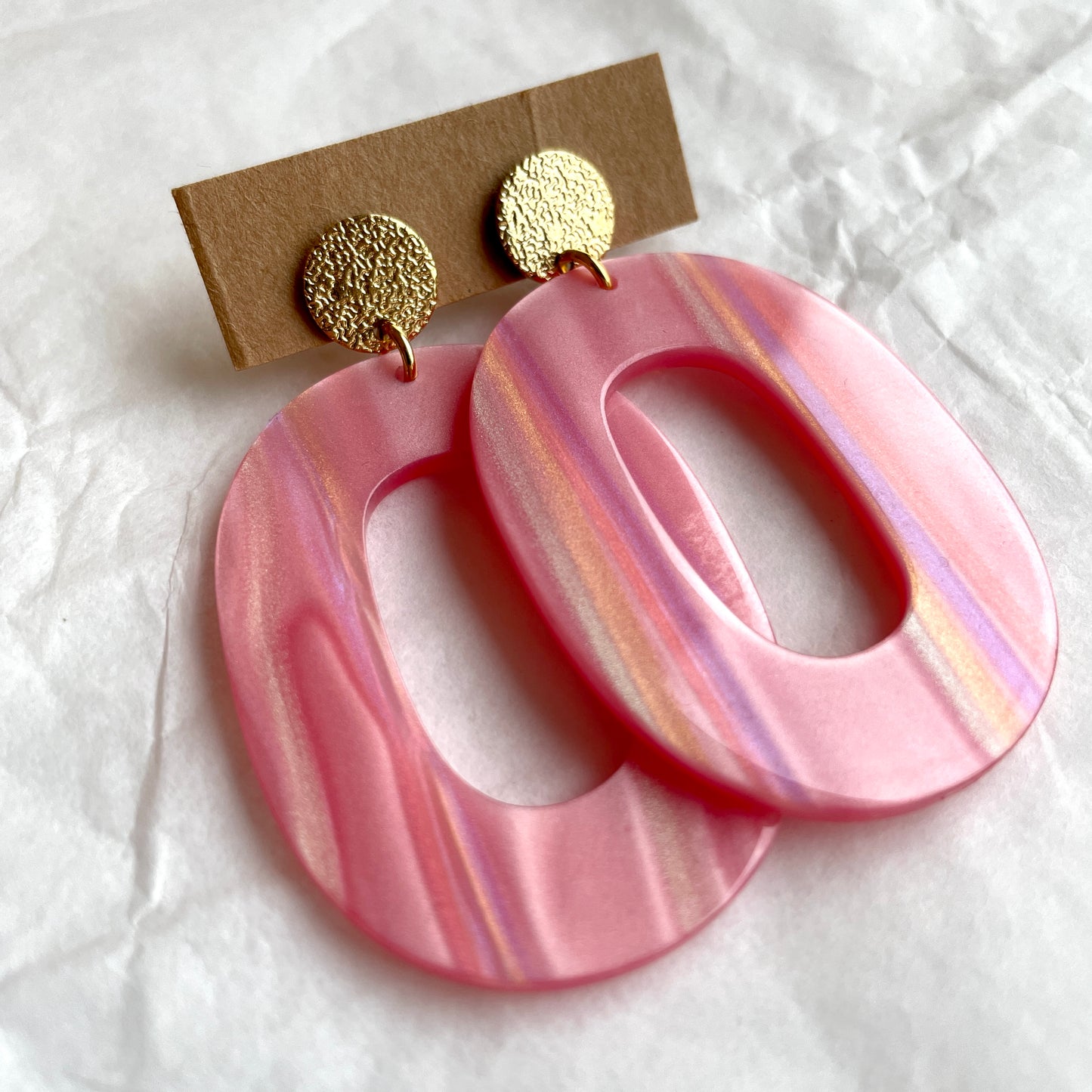 Boucles d’oreilles Alba rose arc-en-ciel