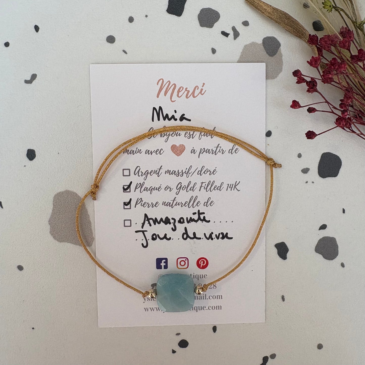 Bracelet Mia doré avec pierres semi-précieuses