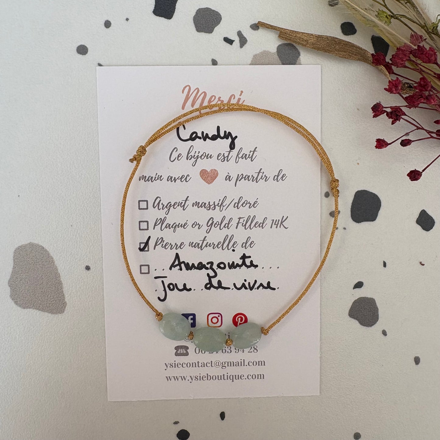 Bracelet doré Candy avec pierres semi-précieuses