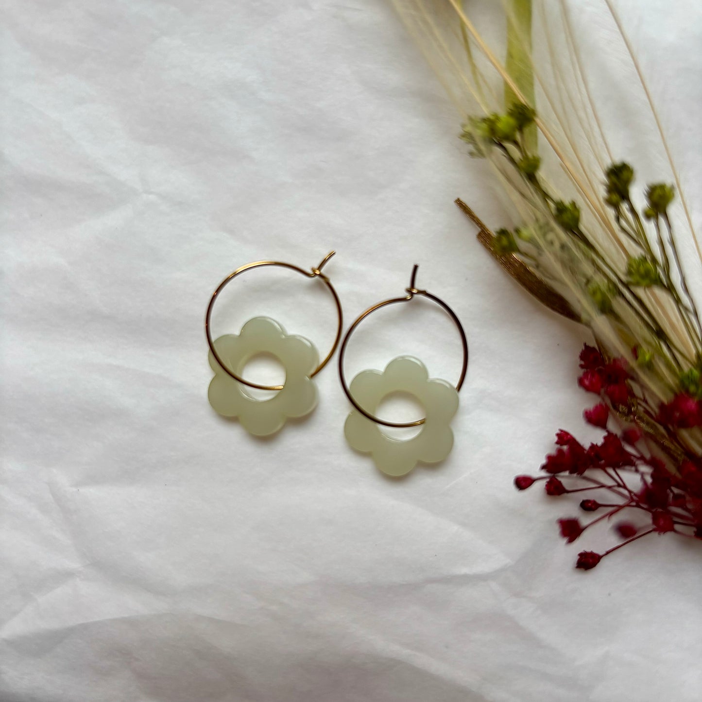 Boucles d’oreilles Flora blanc neige