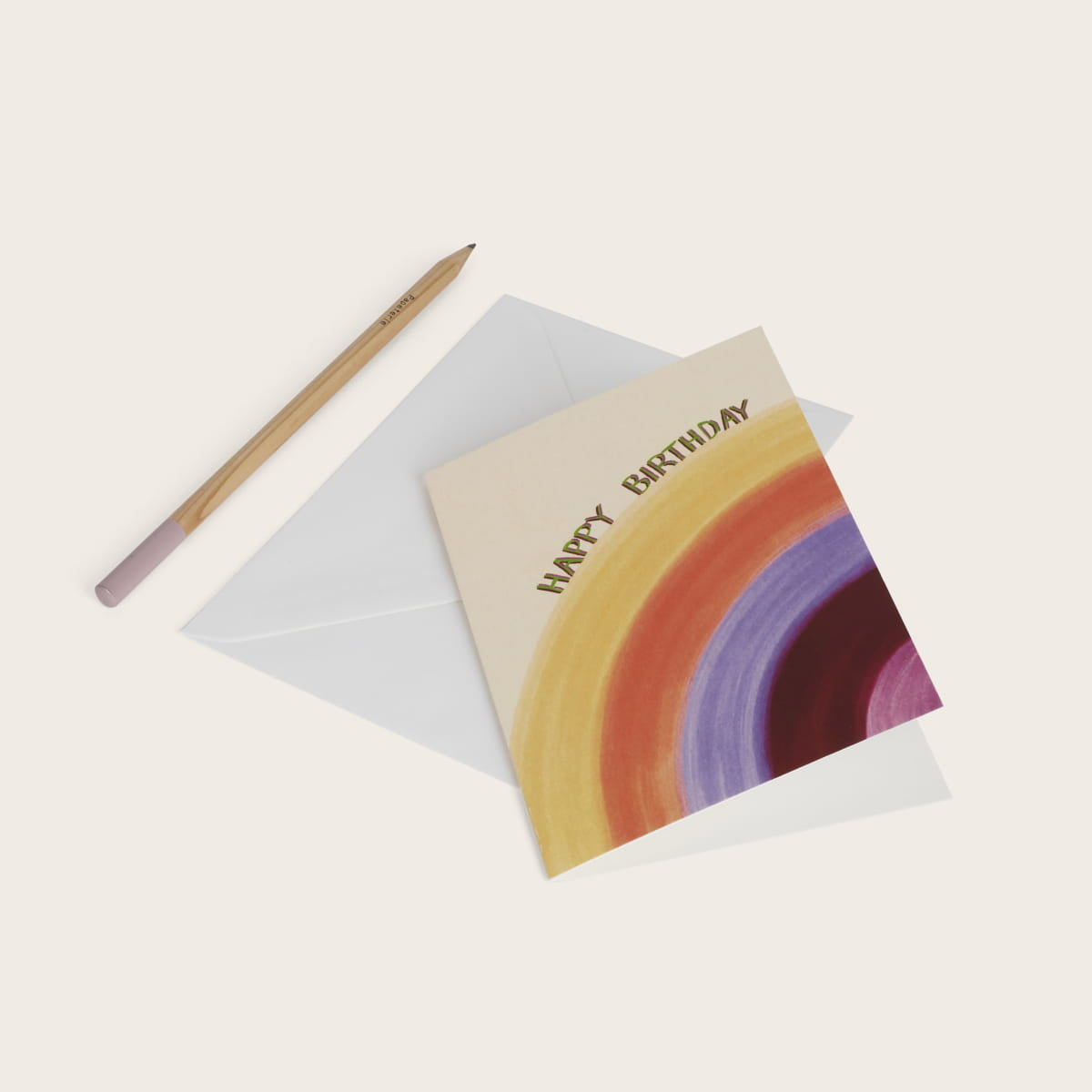 Carte double avec enveloppe - Rainbow « Happy birthday »
