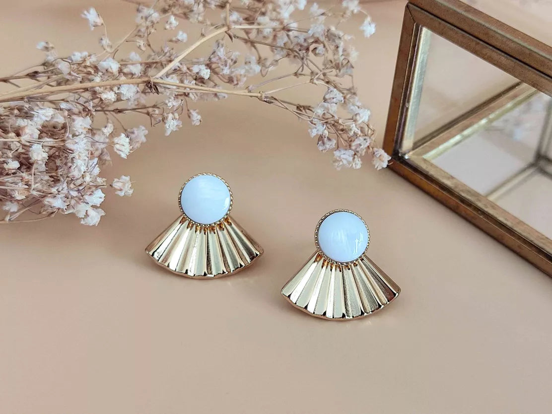 Boucles d’oreilles 3 en 1 La Mystérieuse Nacre Blanche