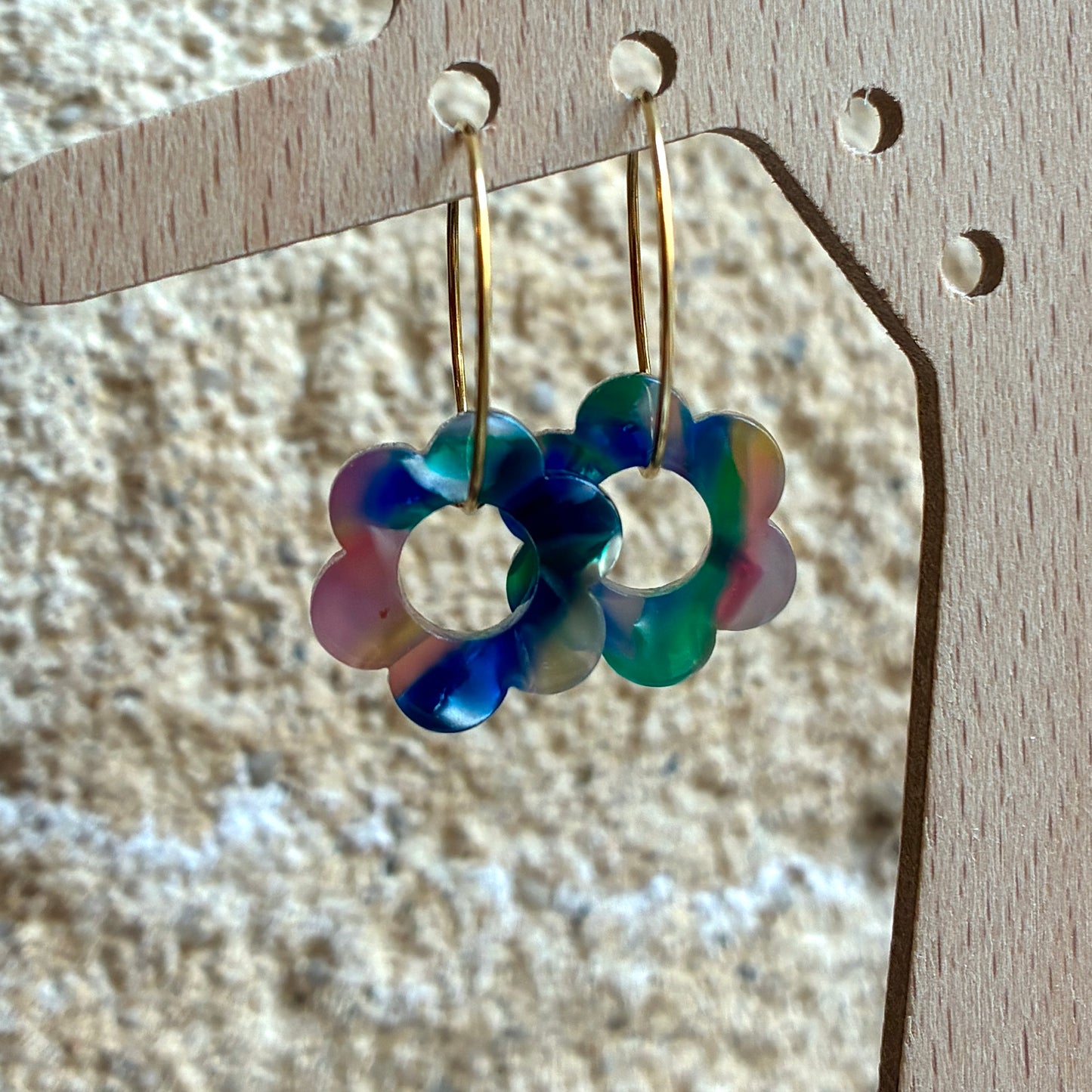 Boucles d’oreilles Flora multicolore foncé