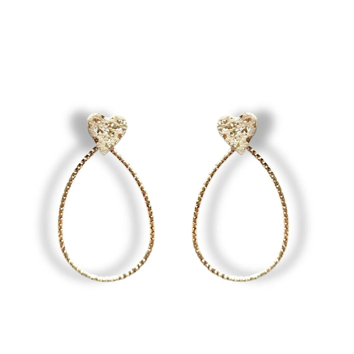 Boucles d’oreilles Cœur blanc et or moucheté