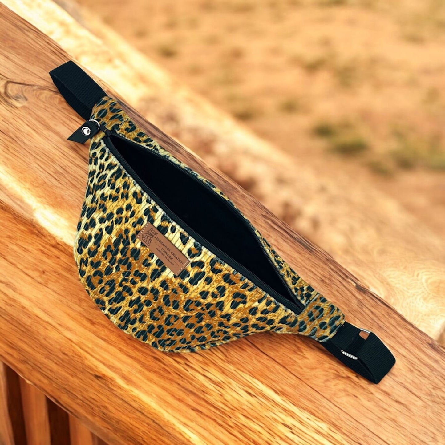 Sac banane - Velours Léopard